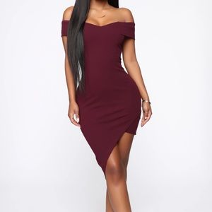 Fashion Nova Mini Off Shoulder Dress in Plum NWT